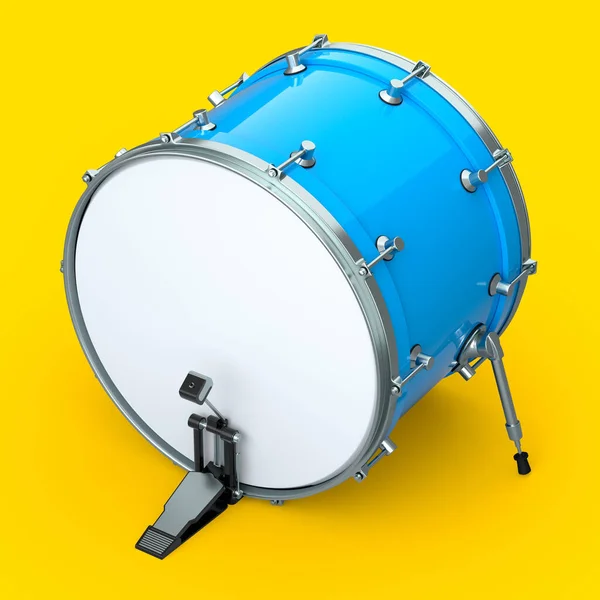 Realistische Trommel Mit Pedal Auf Gelbem Hintergrund Renderkonzept Von Musikinstrumenten — Stockfoto