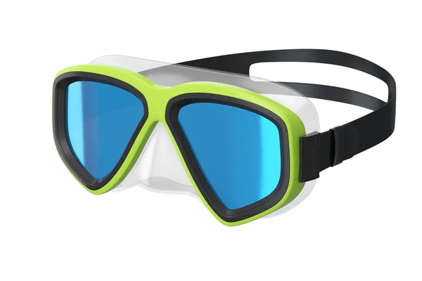 绿色潜水面罩 白色背景隔离 3D渲染潜水和潜水设备 — 图库照片