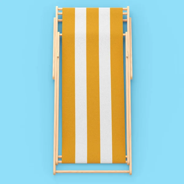 橙色条纹沙滩椅子隔离在蓝色背景 3D提供海滩及海洋假期及暑期出游 — 图库照片