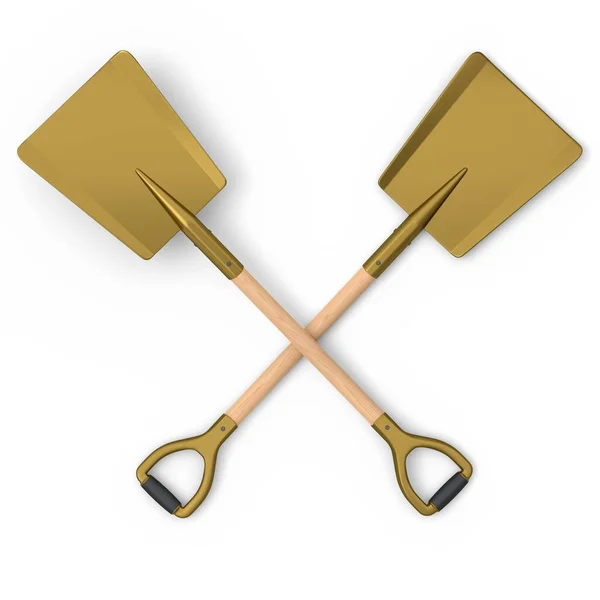 Set Garden Shovel Trowel Wooden Handle Isolated White Background Render — ストック写真