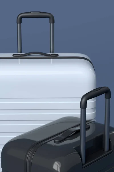 Colorful Suitcase Baggage Black White Background Render Summer Vacation Concept — Fotografia de Stock