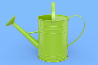 Watering can isolated on a blue background. 3d render concept of gardening equipment tools for farm and harvesting