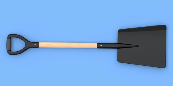 Garden Shovel Wooden Handle Isolated Blue Background Render Garden Tool — Stockfoto