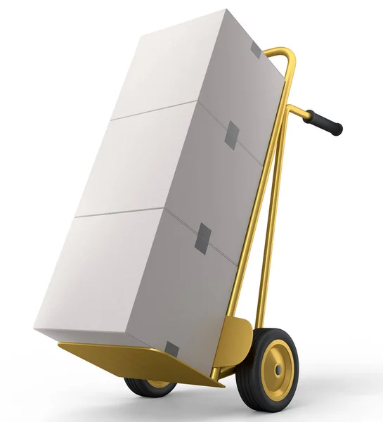 Airport Luggage Cart Baggage Trolley Side Stack Cardboard Boxes Cartons — Stock Photo, Image