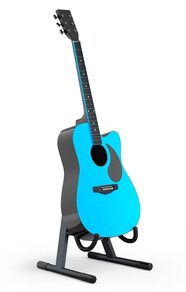 Electric Acoustic Guitar Stand Isolated White Background Render Concept Rock — Stock Photo, Image