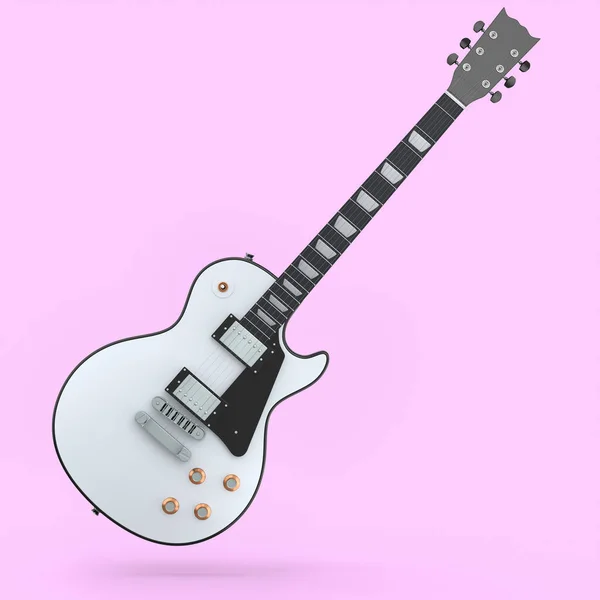 Guitarra Acústica Eléctrica Aislada Sobre Fondo Rosa Render Concept Rock —  Fotos de Stock