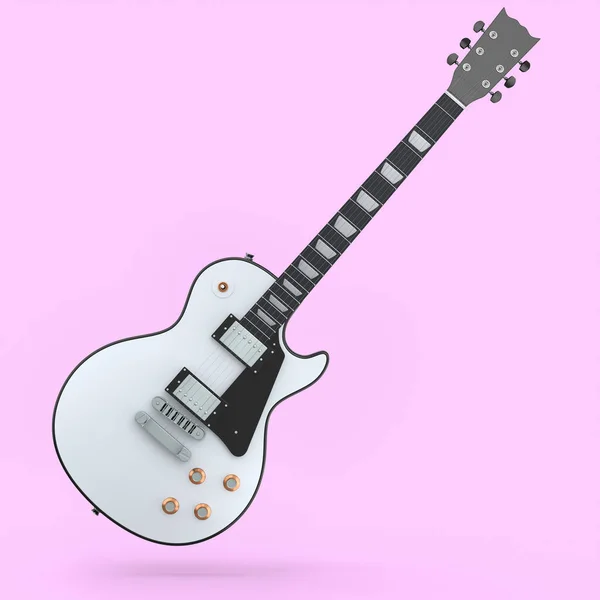Electric acoustic guitar isolated on pink background. 3d render of concept for rock festival poster with heavy metal guitar for music shop