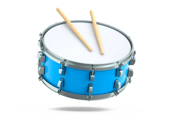 Realistic Drum Wooden Drum Sticks White Background Render Concept Musical — Foto Stock