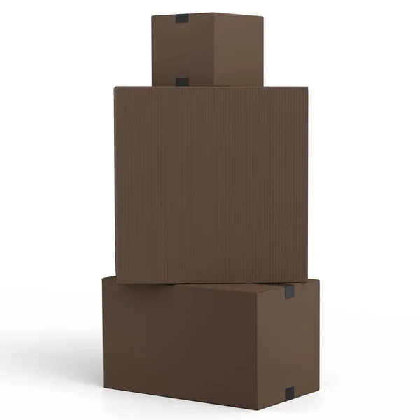 Set Cardboard Boxes Carton Gift Box Isolated White Background Render — Stock Photo, Image