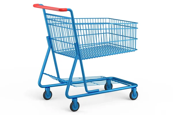 Shopping Cart Trolley Groceries White Background Render Concept Sale Discount — Stock Photo, Image