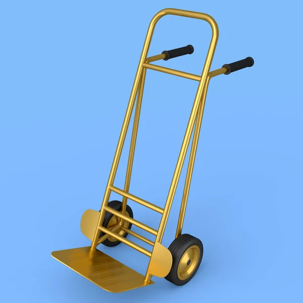 Empty Hand Truck Dolly Isolated Blue Background Render Industry Delivery —  Fotos de Stock