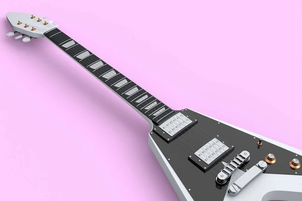 Close Guitarra Acústica Eléctrica Aislada Sobre Fondo Rosa Render Concept —  Fotos de Stock