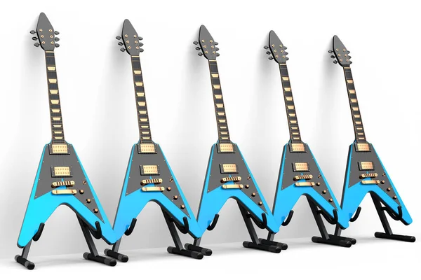 Conjunto Guitarra Acústica Eléctrica Aislada Sobre Fondo Blanco Render Concept —  Fotos de Stock