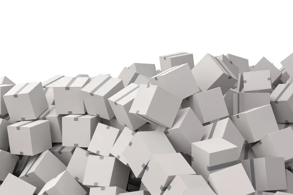 Beyaz Arka Planda Izole Edilmiş Bir Yığın Karton Kutu Hediye — Stok fotoğraf