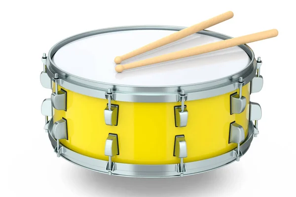 Realistic Drum Wooden Drum Sticks White Background Render Concept Musical — Fotografia de Stock