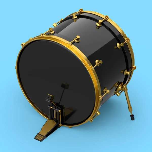 Realistische Drum Met Pedaal Blauwe Achtergrond Renderen Concept Van Muziekinstrument — Stockfoto