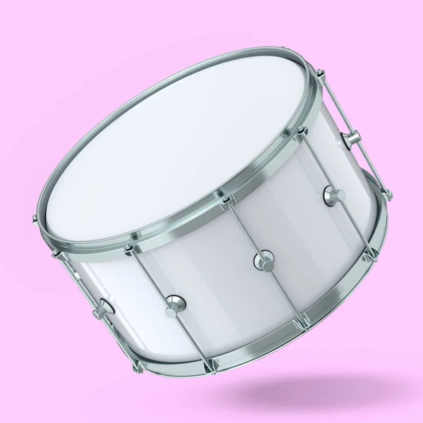 Tamburo Realistico Sfondo Rosa Concetto Rendering Strumento Musicale Drum Machine — Foto Stock