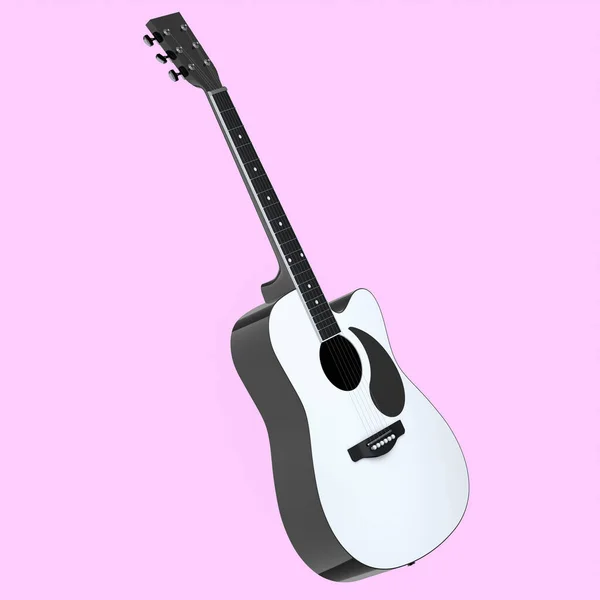 Electric Acoustic Guitar Isolated Pink Background Render Concept Rock Festival — Stock Photo, Image
