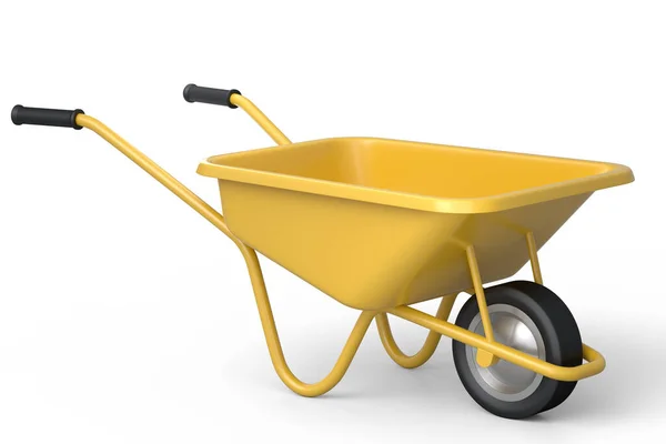 Garden Wheelbarrow Isolated White Background Handcart Wheel Render Farm Gardening — Photo