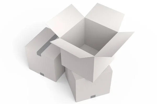 Set Cardboard Boxes Carton Gift Box Isolated White Background Render — Stock Photo, Image