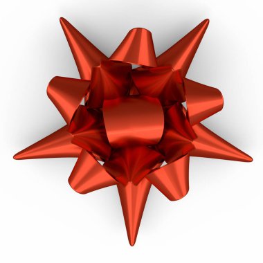 Beyaz arka planda izole edilmiş hediye kutusu için gerçekçi dekoratif fiyonk ya da hediye kurdelesi. 3D sunum, Sevgililer Günü, Noel ve doğum günü çizimleri.