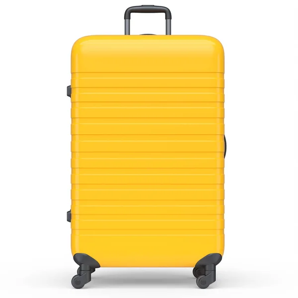 Large Orange Polycarbonate Suitcase Isolated White Background Render Travel Concept — Foto Stock