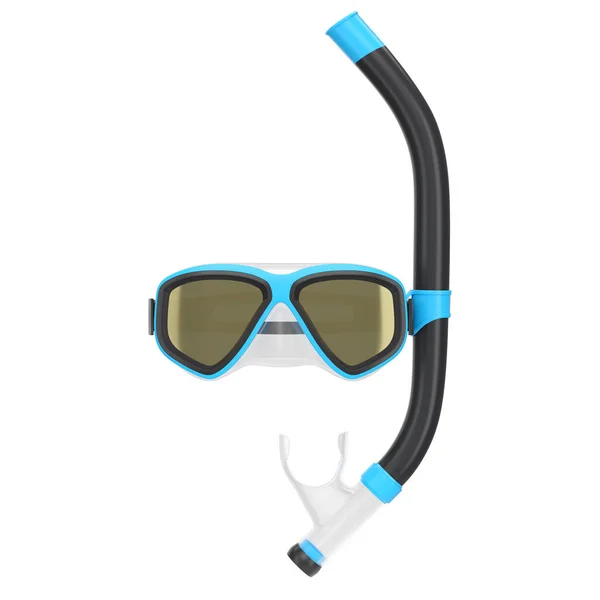 蓝色潜水面罩和鼻孔隔离在白色背景上 3D渲染潜水和潜水设备 — 图库照片