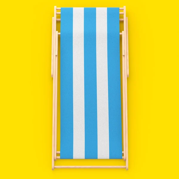 Blue Striped Beach Chair Isolated Yellow Background Rendering Beach Ocean — Stock Photo, Image