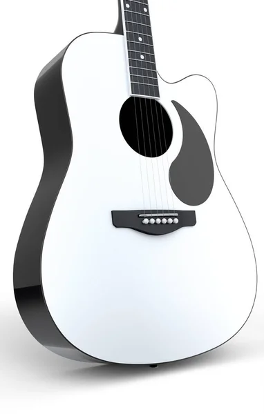 Close Acoustic Guitar Isolated White Background Render Concept Rock Festival — Stock Photo, Image