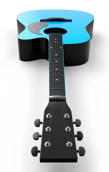 ホワイトを基調としたアコースティックギターのクローズアップ 音楽ショップのためのスペイン語のギターとロックフェスティバルポスターのための概念の3Dレンダリング — ストック写真