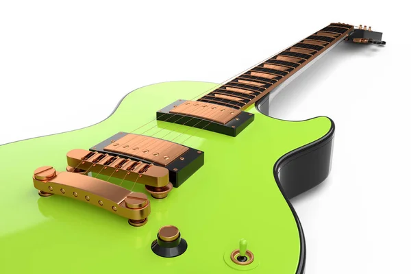 Yakın Plan Elektirikli Akustik Gitar Beyaz Arka Planda Izole Edilmiş — Stok fotoğraf