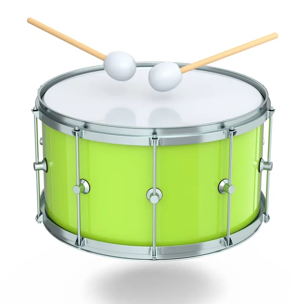 Realistic Drum Wooden Drum Sticks White Background Render Concept Musical — Foto Stock