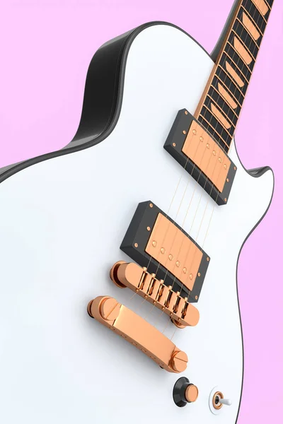 Close Guitarra Acústica Elétrica Isolada Fundo Rosa Renderização Conceito Para — Fotografia de Stock