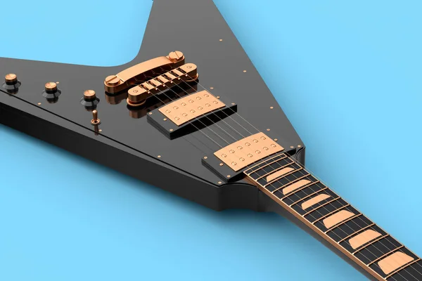 어쿠스틱 기타는 파란색 배경에 분리되어 가게를 헤비메탈 기타가 페스티벌 포스터 — 스톡 사진