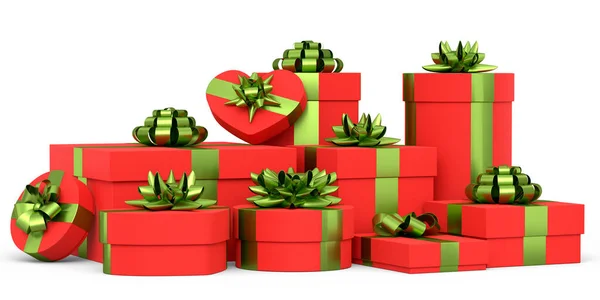 礼品盒与缎带和弓隔离在白色背景 三维渲染问候设计的概念生日 圣诞节 黑色星期五 — 图库照片