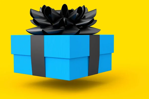 リボンと弓で黄色の背景に隔離されたギフトボックス 挨拶デザインの3Dレンダリングの概念誕生日 クリスマス ブラックフライデー — ストック写真
