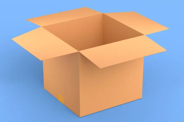 Caja Cartón Caja Regalo Cartón Aislado Sobre Fondo Azul Renderizar —  Fotos de Stock