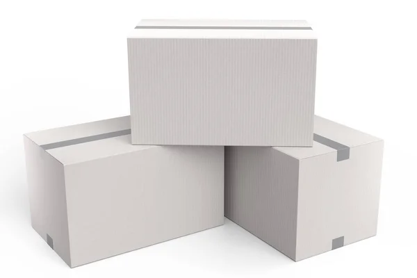 Conjunto Cajas Cartón Caja Regalo Cartón Aislado Sobre Fondo Blanco —  Fotos de Stock