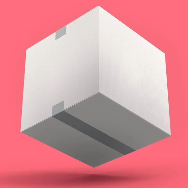 ピンクの背景に隔離された段ボール箱またはカートンギフトボックス 倉庫へのエクスプレス配送 小包とオンラインショッピングの3Dレンダリングコンセプト — ストック写真