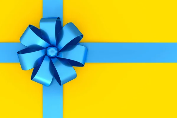 Realistic decorative bow or gift ribbon for gift box isolated on yellow background. 3d render for presentation, valentine\'s day, christmas and birthday illustrations.
