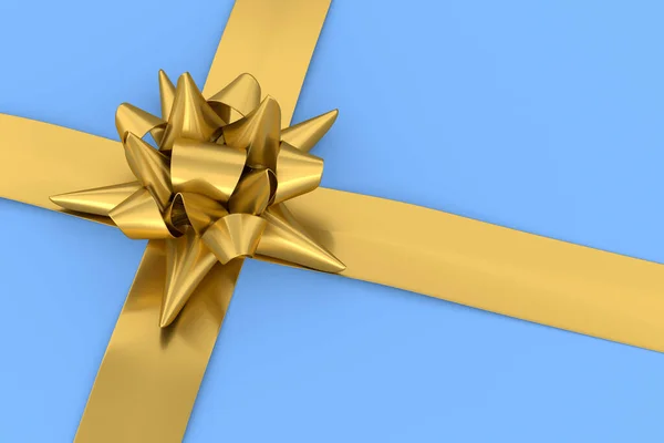 现实的装饰弓或礼物带的礼品盒隔离蓝色背景 3D渲染演示 情人节 圣诞节和生日插图 — 图库照片
