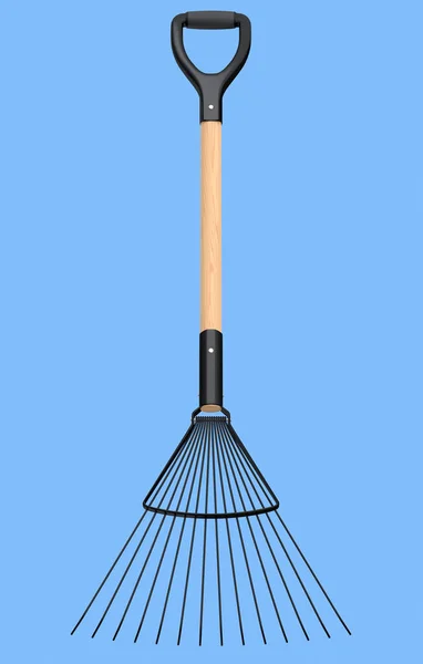 Garden Rake Wooden Handle Harvesting Hay Isolated Blue Background Render —  Fotos de Stock