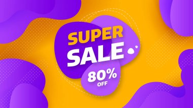 Geometrik arka planı olan indirimli afiş tasarımı,% 80 'e kadar indirimli büyük indirim. Süper Satış, sezon sonu özel teklif afişi. vektör illüstrasyonu.