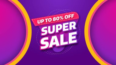 Geometrik arka planı olan indirimli afiş tasarımı,% 80 'e kadar indirimli büyük indirim. Süper Satış, sezon sonu özel teklif afişi. vektör illüstrasyonu.