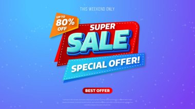Geometrik arka planı olan indirimli afiş tasarımı,% 80 'e kadar indirimli büyük indirim. Süper Satış, sezon sonu özel teklif afişi. vektör illüstrasyonu.