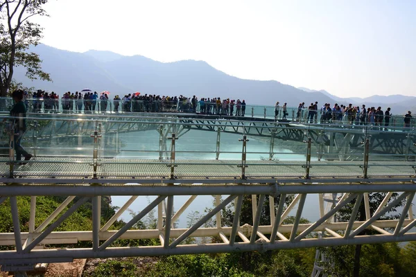 Loei Thailand January 2022 Tourists Chiang Khan Skywalk New Landmark — стокове фото