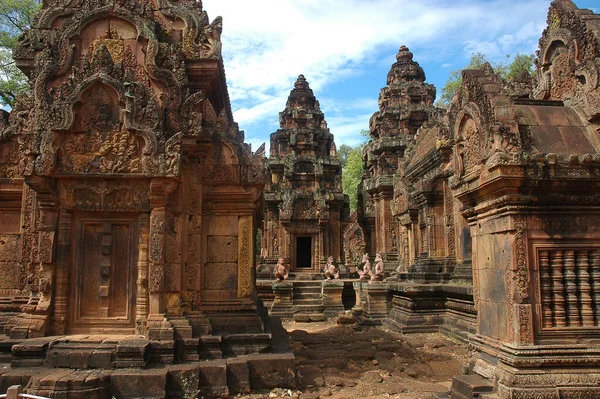 Templo Arenisca Rosa Banteay Srei Siem Reap Camboya —  Fotos de Stock