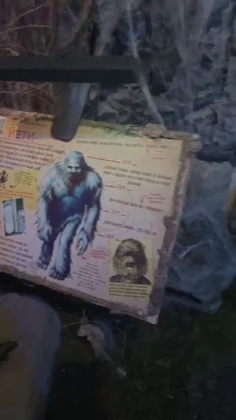 Museo Delle Creature Mitologiche Bestiario Con Animali Favolosi Figura Bigfoot — Video Stock