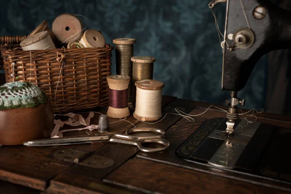 Antique 1880S Máquina Costura Acessórios — Fotografia de Stock