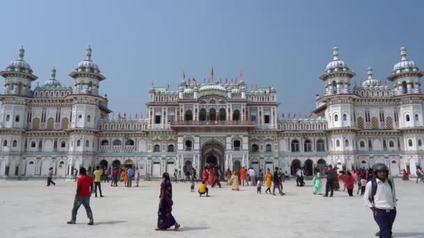 Janakpur Népal Octobre 2021 Les Gens Marchent Sur Place Temple — Video